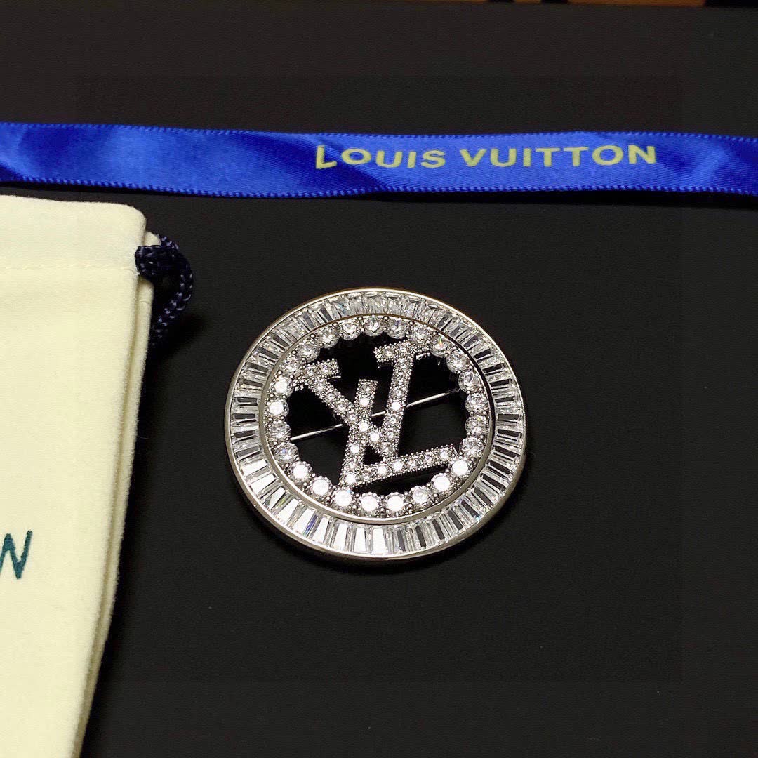 Louis Vuitton Crystal Logo Brooch